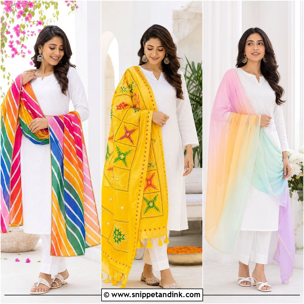 20 Plain White Suit With Colourful Dupatta Ideas to Try