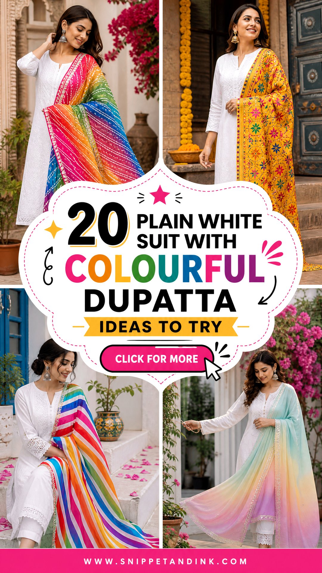 20 Plain White Suit With Colourful Dupatta Ideas to Try - 20 Plain White Suit With Colourful Dupatta Ideas to Try