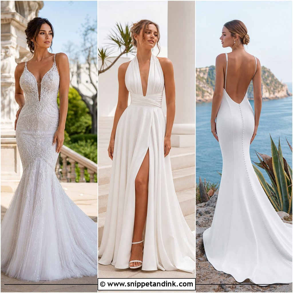 20 Plunging Neckline Wedding Dress Ideas for Confident Brides