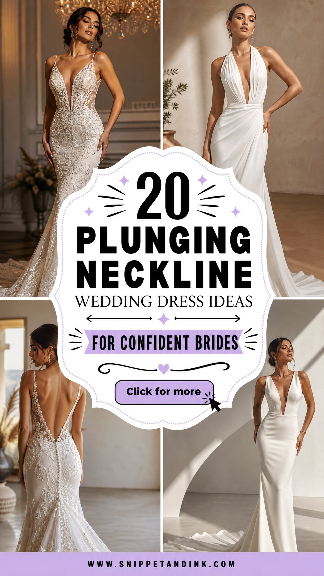 20 Plunging Neckline Wedding Dress Ideas for Confident Brides - 20 Plunging Neckline Wedding Dress Ideas for Confident Brides