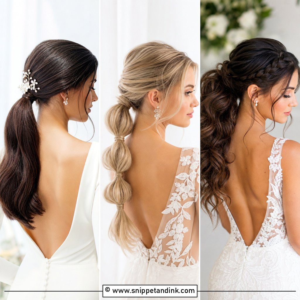 20 Pony Wedding Hairstyles for Romantic Bridal Style Ideas