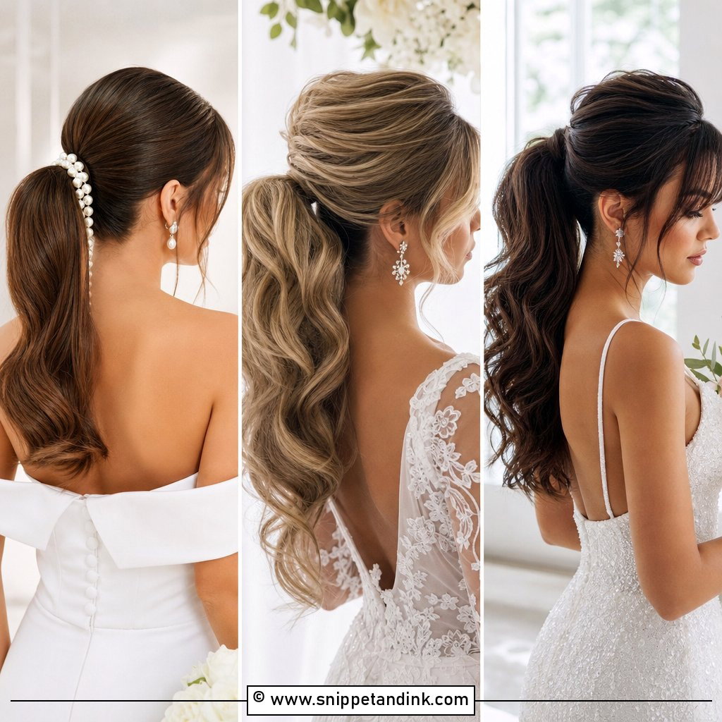 20 Ponytail Bride Hair Ideas for Effortless Wedding Glam