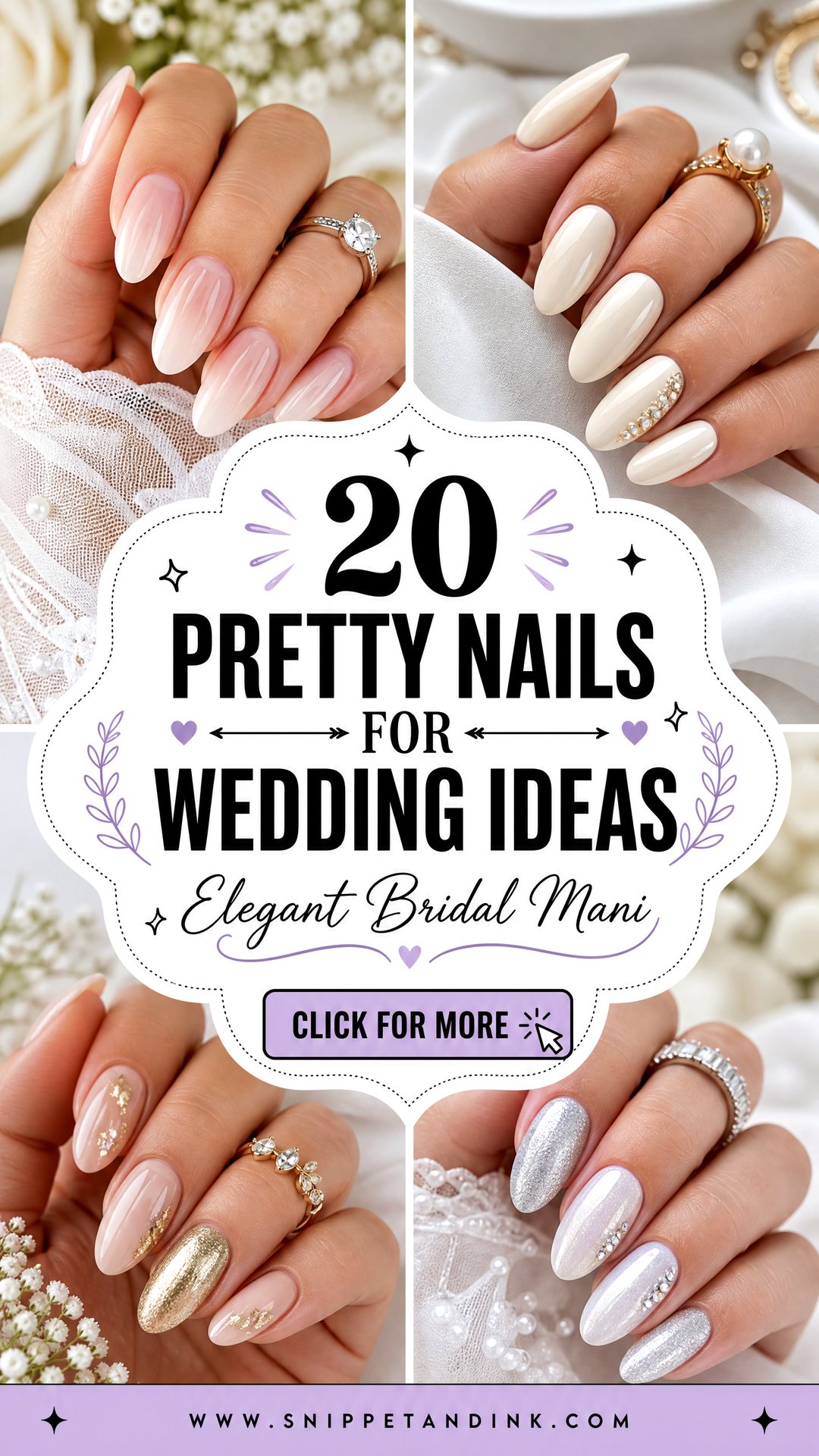 20 Pretty Nails for Wedding Elegant Bridal Mani Ideas - 20 Pretty Nails for Wedding: Elegant Bridal Mani Ideas
