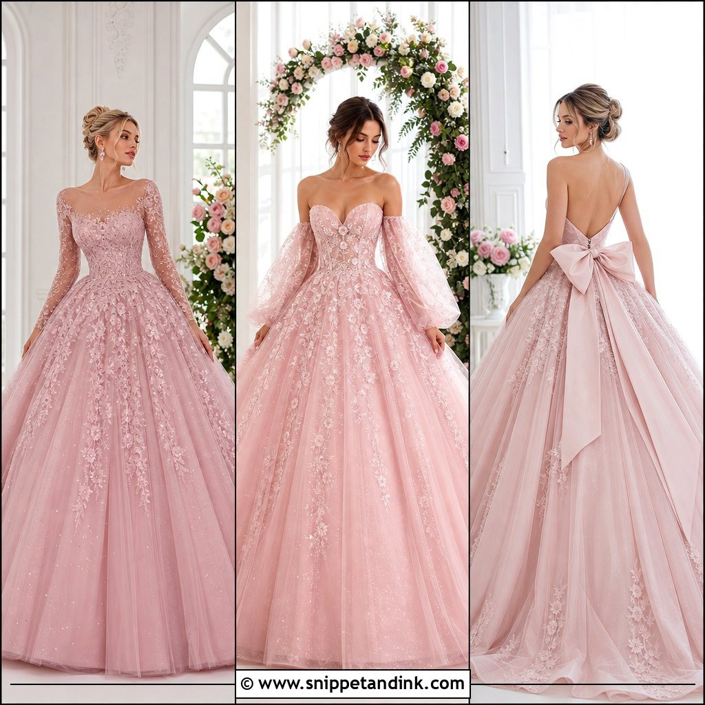 20 Princess Wedding Dresses Pink for a Romantic Bridal Look