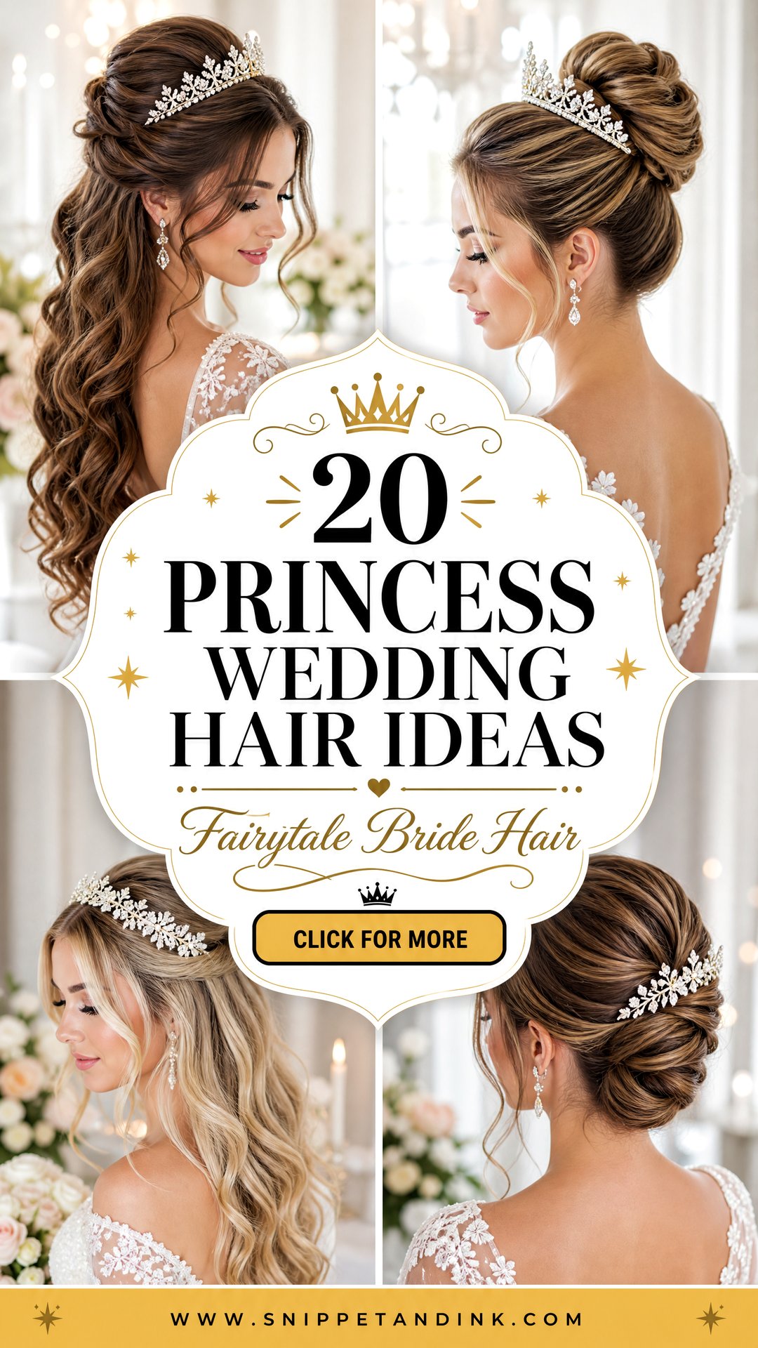 20 Princess Wedding Hair Ideas for a Fairytale Bride - 20 Princess Wedding Hair Ideas for a Fairytale Bride