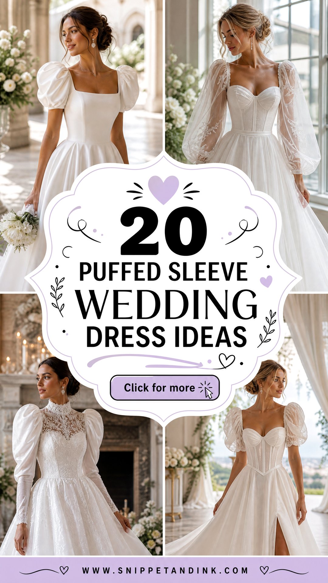 20 Puffed Sleeve Wedding Dress Ideas for Romantic Modern Brides - 20 Puffed Sleeve Wedding Dress Ideas for Romantic Modern Brides