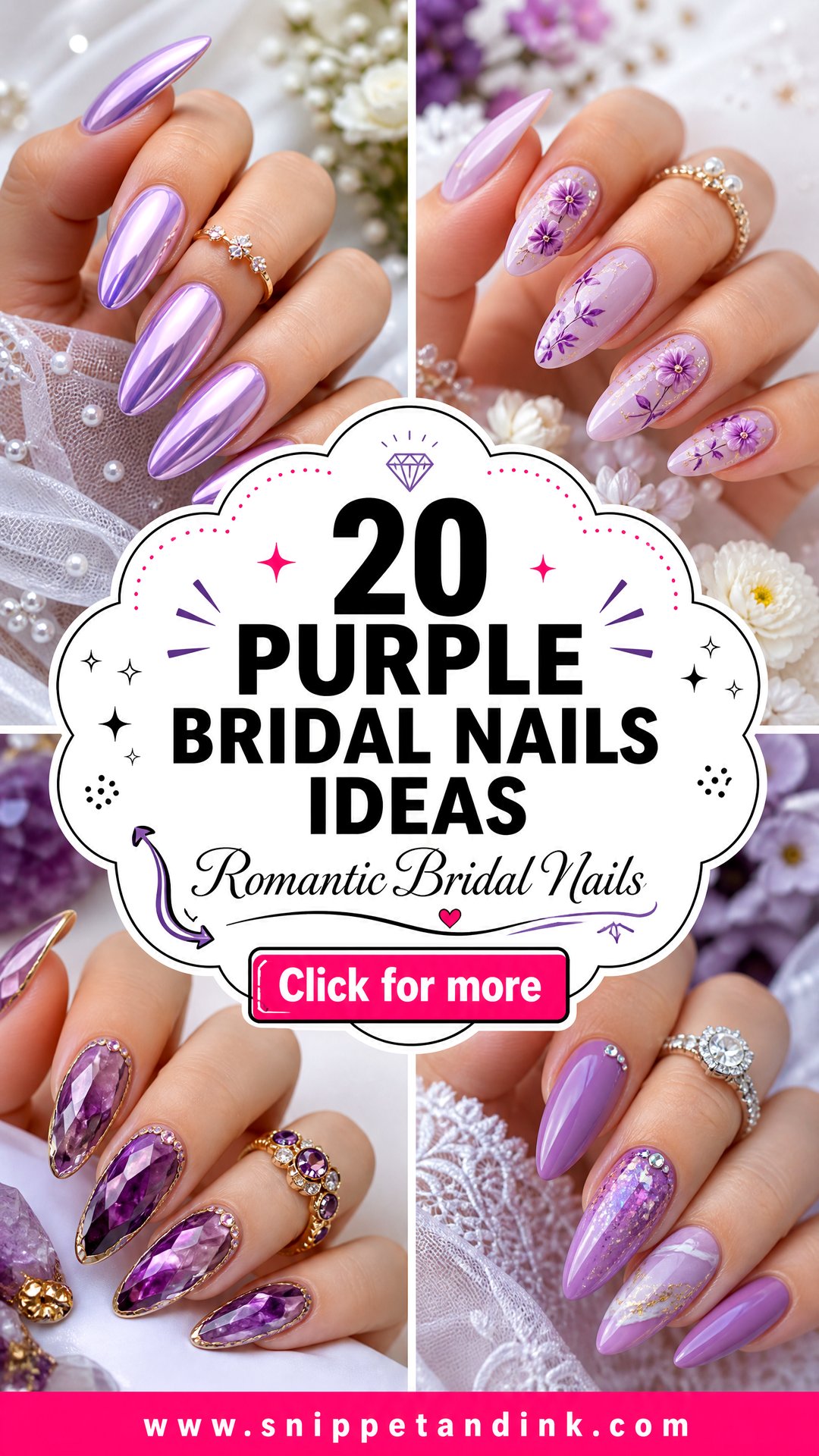 20 Purple Bridal Nails for a Romantic Wedding Look - 20 Purple Bridal Nails for a Romantic Wedding Look