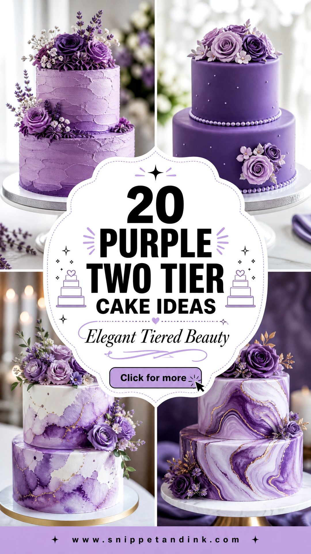 20 Purple Two Tier Cake Ideas for Wedding Elegance - 20 Purple Two Tier Cake Ideas for Wedding Elegance