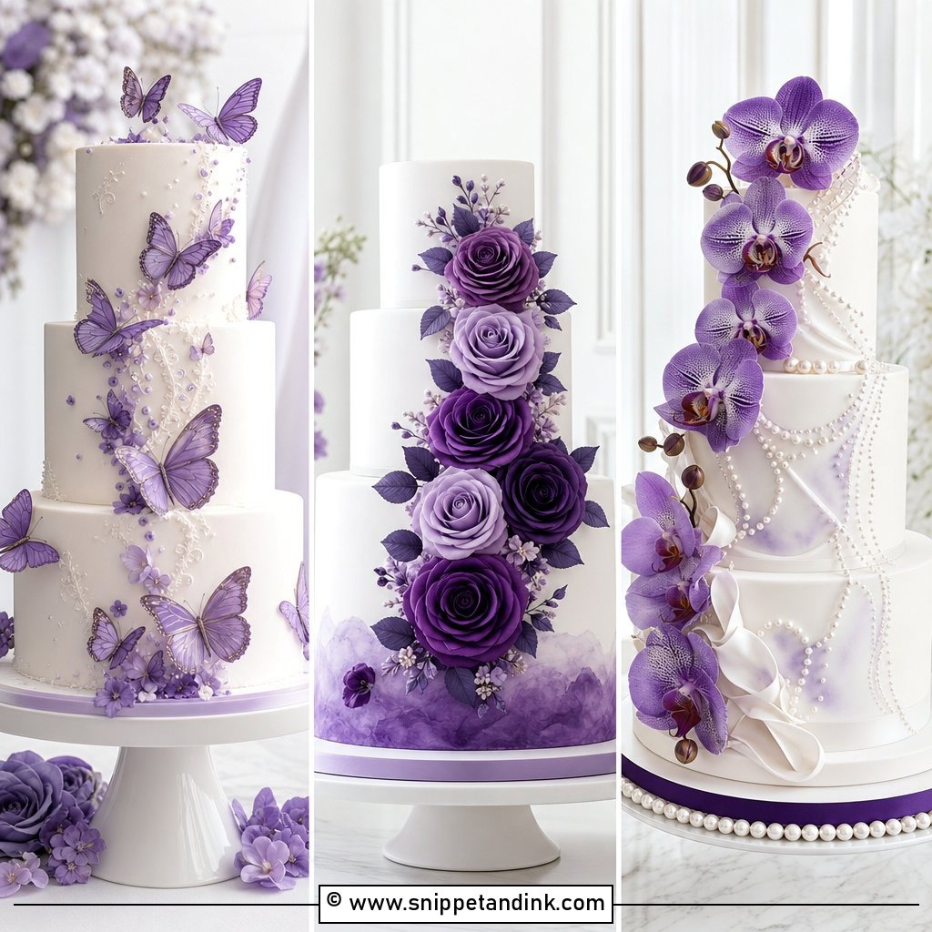 20 Purple Wedding Cakes for a Dreamy Reception Look