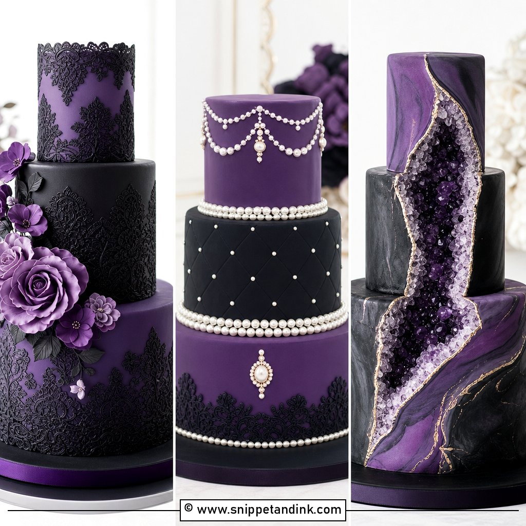 20 Purple and Black Wedding Cake Ideas Moody Elegance