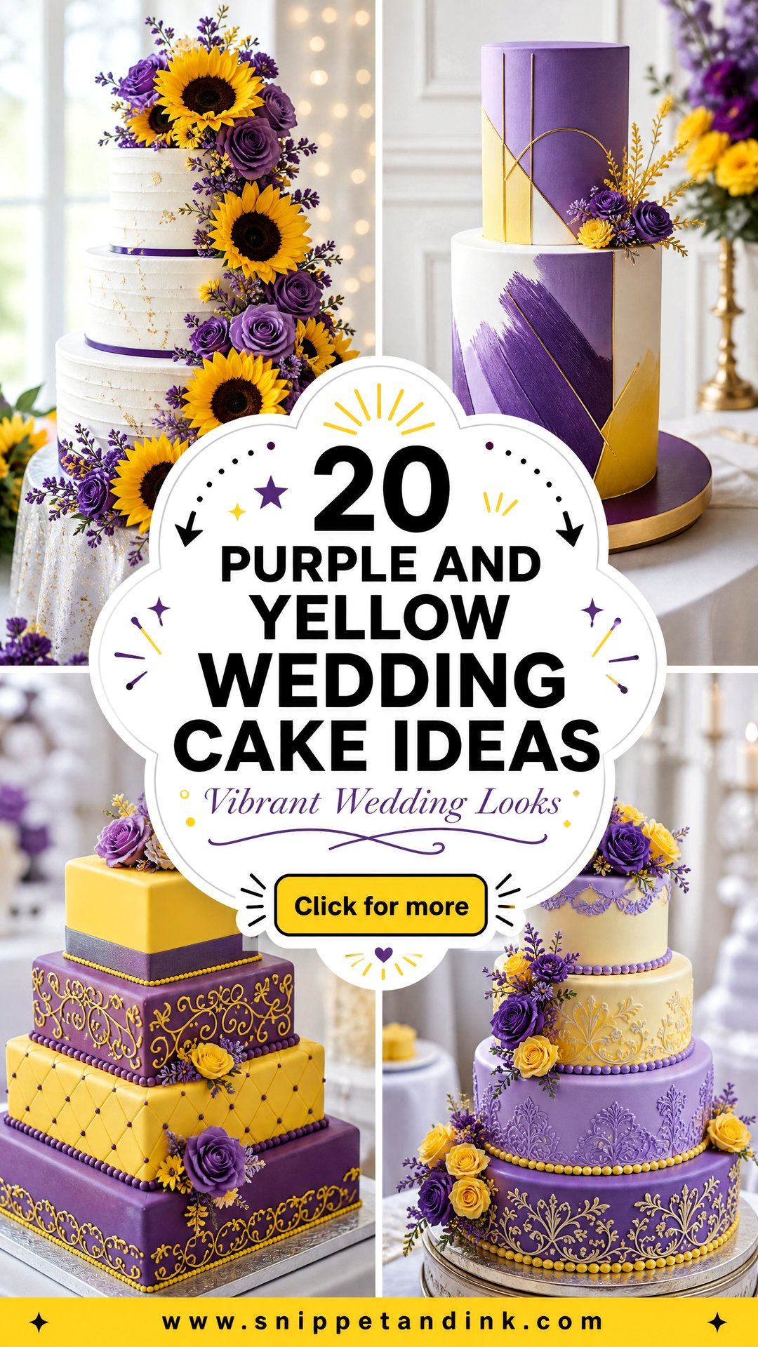 20 Purple and Yellow Wedding Cake Ideas Vibrant Looks - 20 Purple and Yellow Wedding Cake Ideas: Vibrant Looks