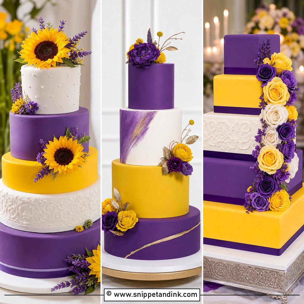 20 Purple and Yellow Wedding Cake Ideas Vibrant Looks