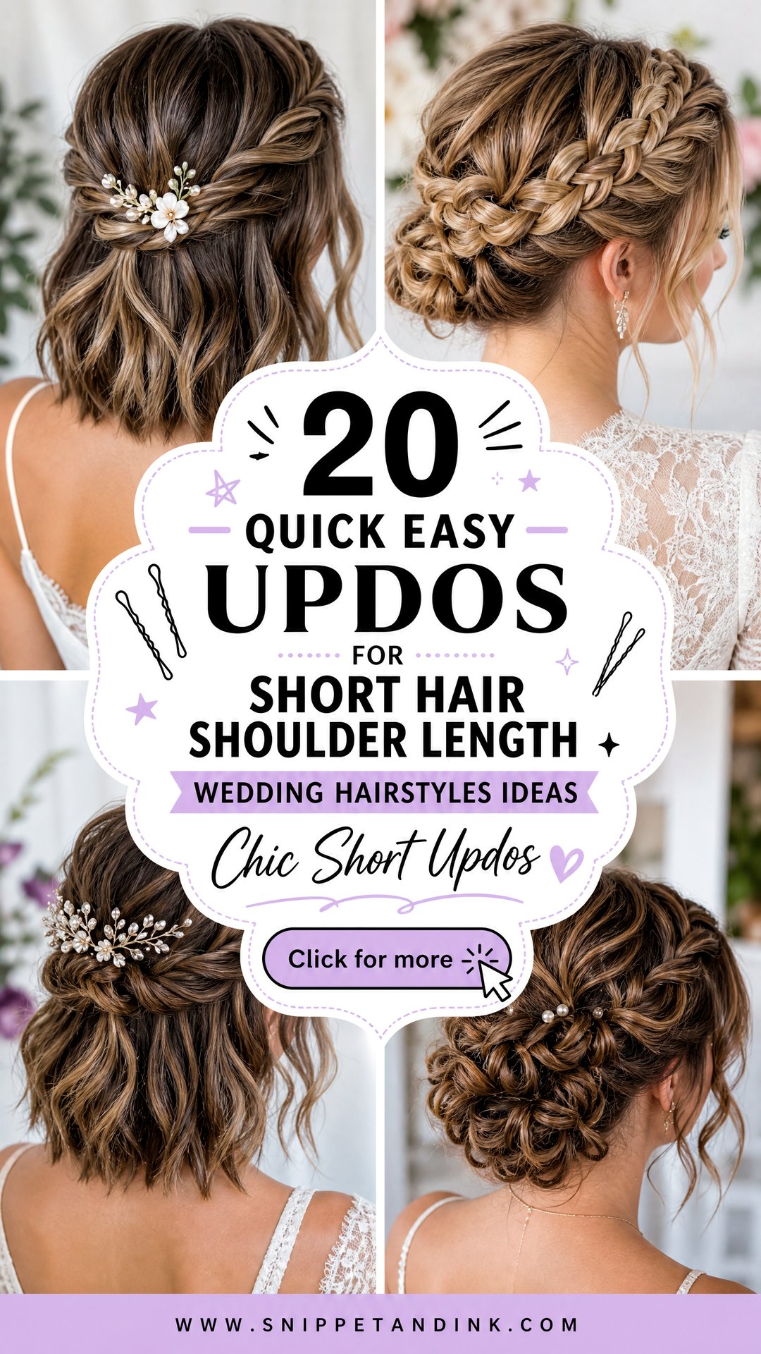20 Quick Easy Updos for Short Hair Shoulder Length Wedding Hairstyles - 20 Quick Easy Updos for Short Hair Shoulder Length Wedding Hairstyles