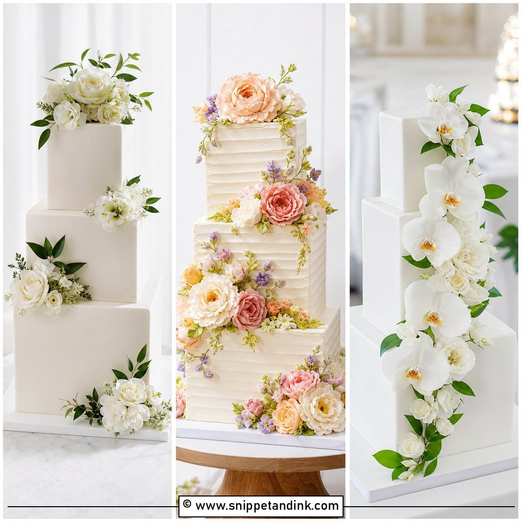 20 Rectangle Cake Ideas with Flowers for Wedding Style