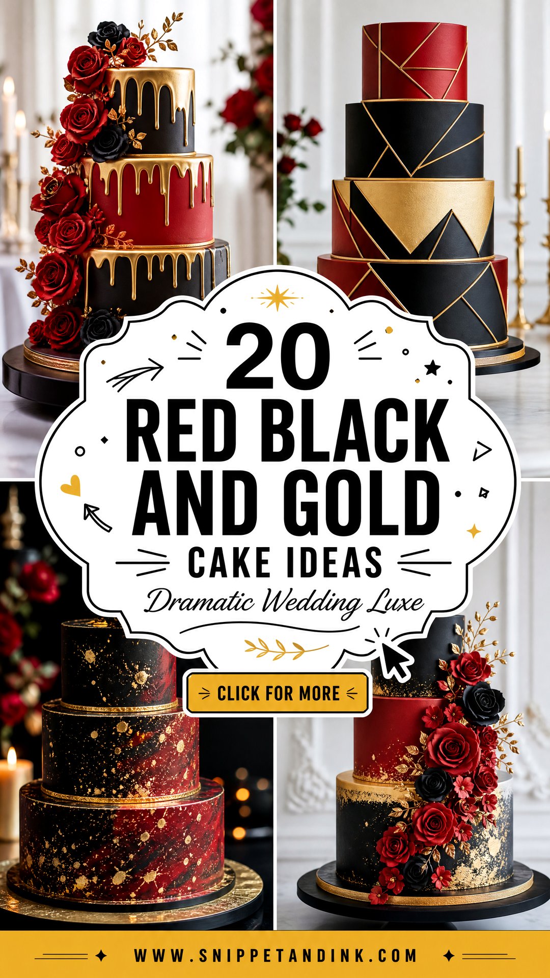 20 Red Black and Gold Cake Ideas for Wedding Drama - 20 Red Black and Gold Cake Ideas for Wedding Drama
