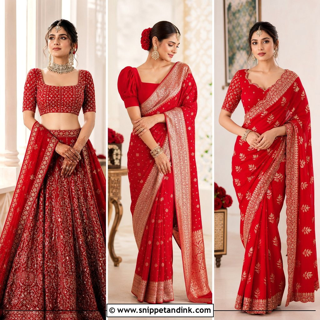 20 Red Bridal Blouse Ideas for a Bold, Elegant Wedding Look