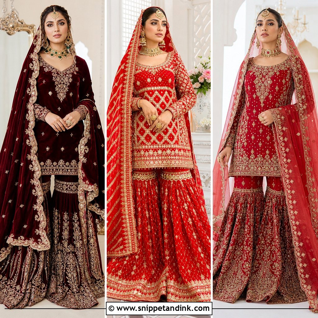 20 Red Bridal Gharara Ideas for Luxurious Wedding Style