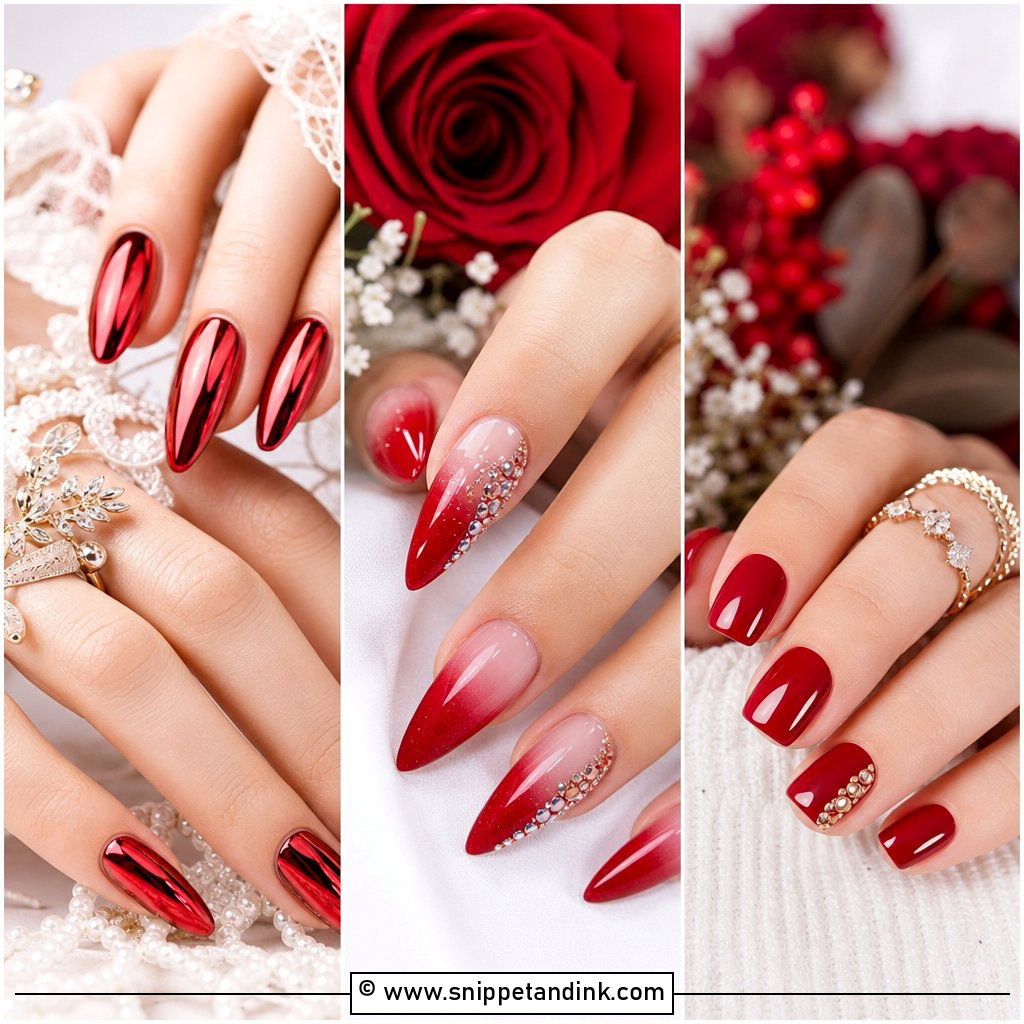 20 Red Bridal Nail Art Ideas for a Glam Wedding Look