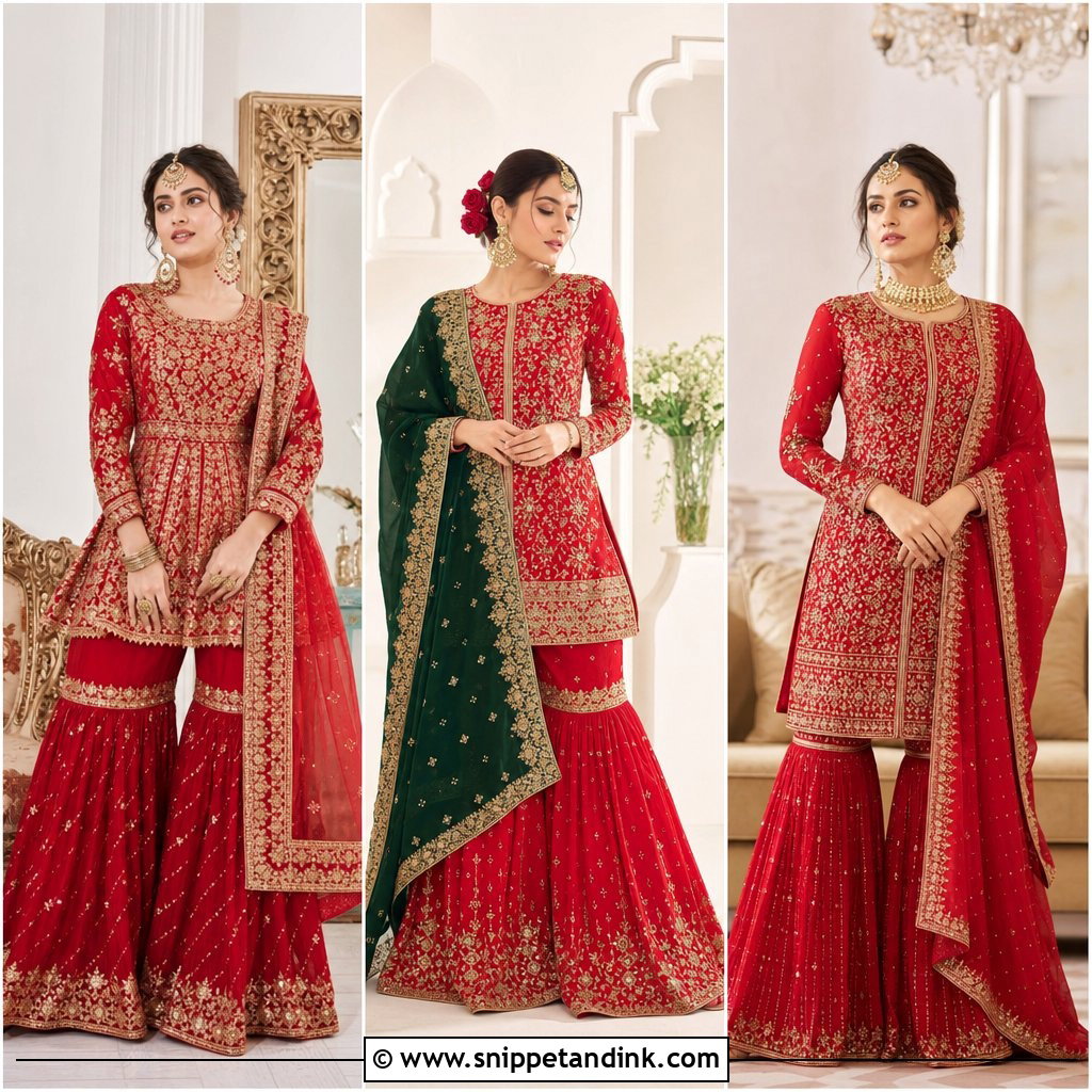 20 Red Bridal Sharara Ideas for an Elegant Regal Wedding Look