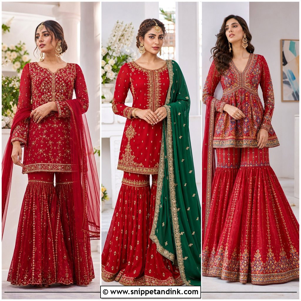 20 Red Garara Dress Pakistani Bridal Ideas for a Regal Look