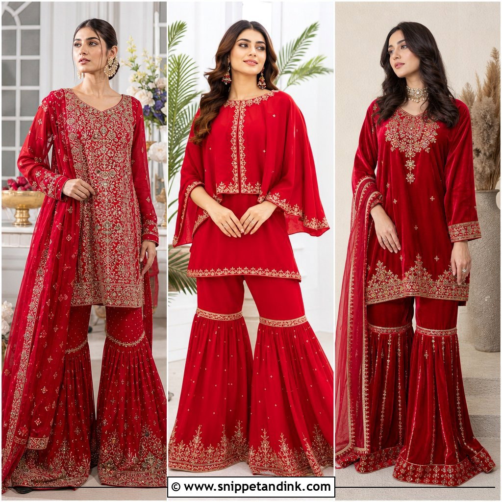 20 Red Gharara Outfit Ideas for a Luxe Traditional Look