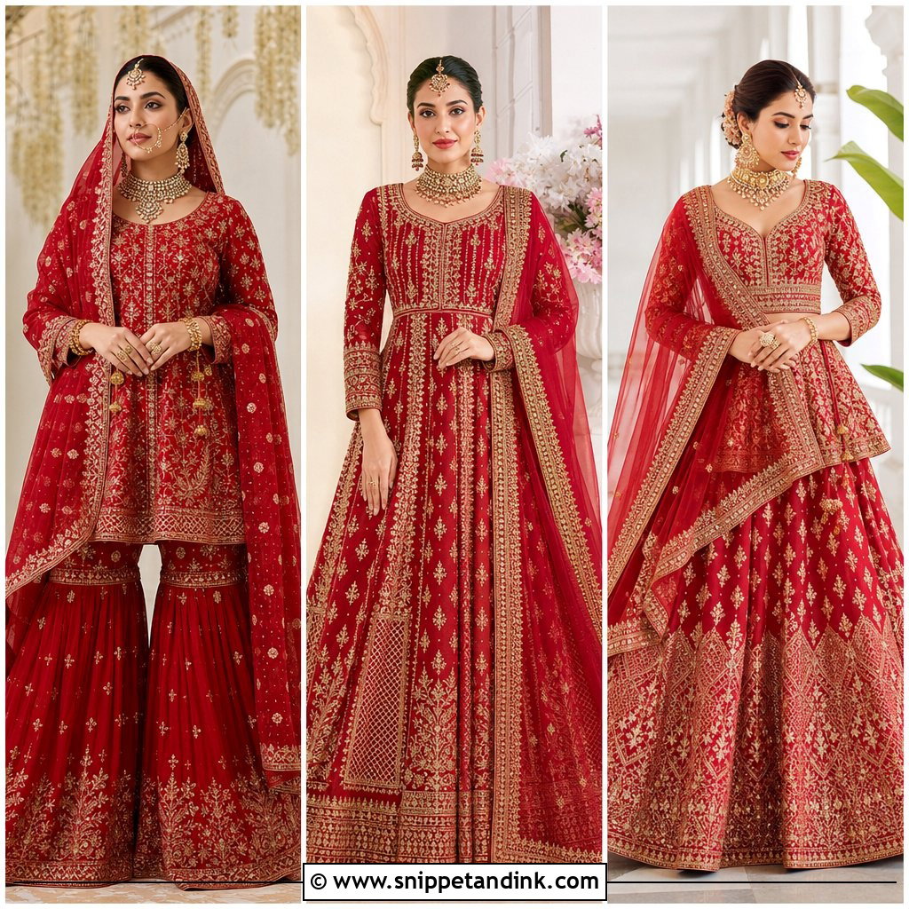 20 Red Indian Bridal Dress Ideas for a Timeless Ceremony