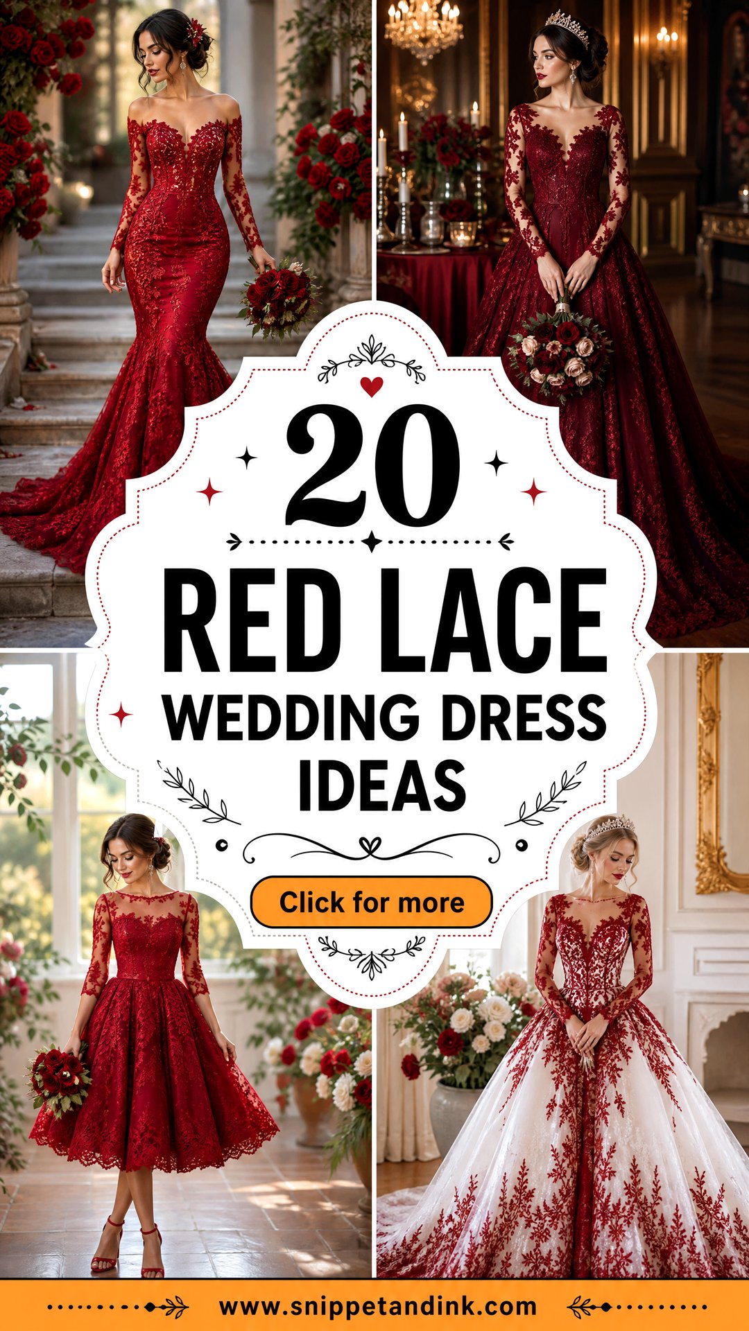 20 Red Lace Wedding Dress Ideas for a Romantic Bridal Look - 20 Red Lace Wedding Dress Ideas for a Romantic Bridal Look