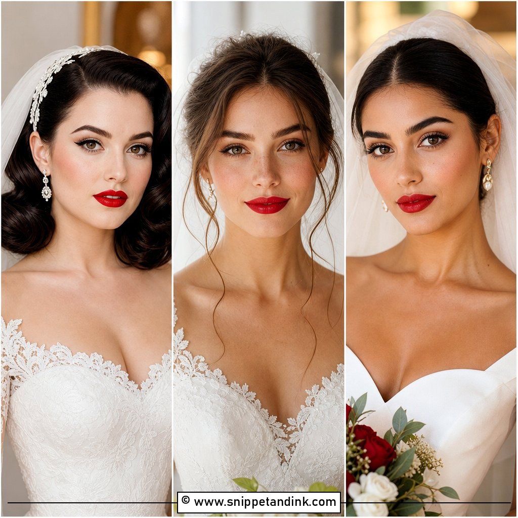 20 Red Lipstick Bridal Makeup Ideas for Iconic Glam