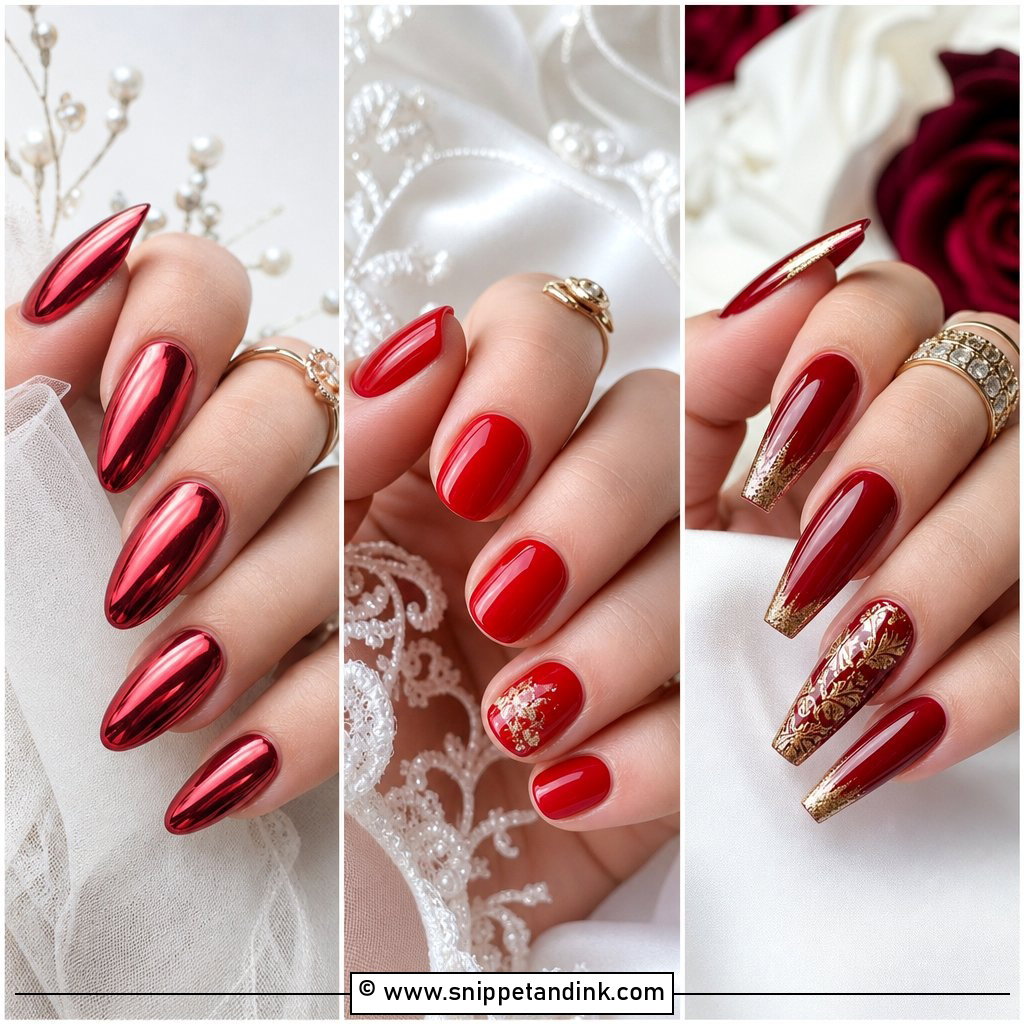 20 Red Nails for Wedding Looks Brides Will Love