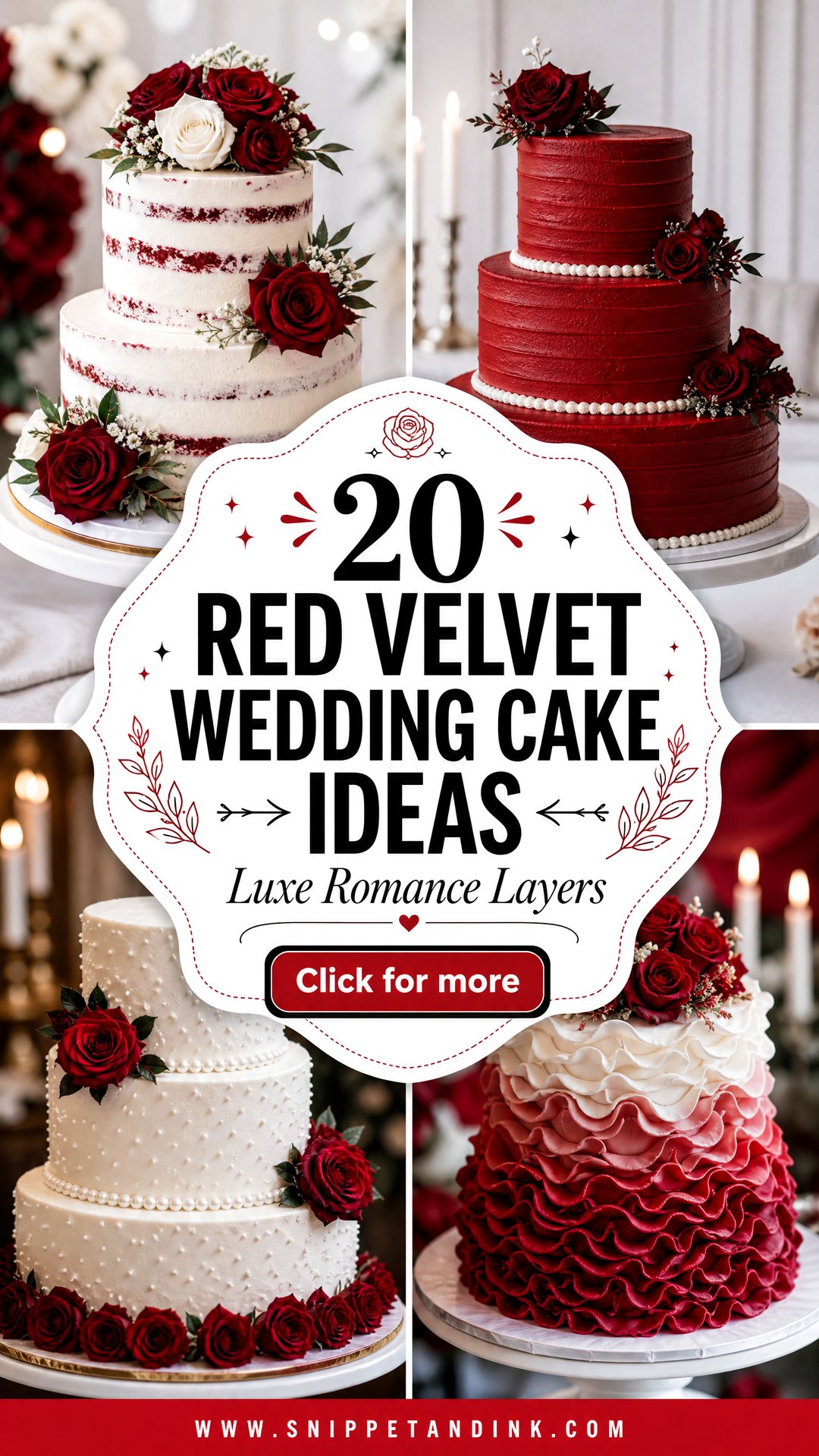20 Red Velvet Wedding Cake Ideas for Luxe Romance - 20 Red Velvet Wedding Cake Ideas for Luxe Romance