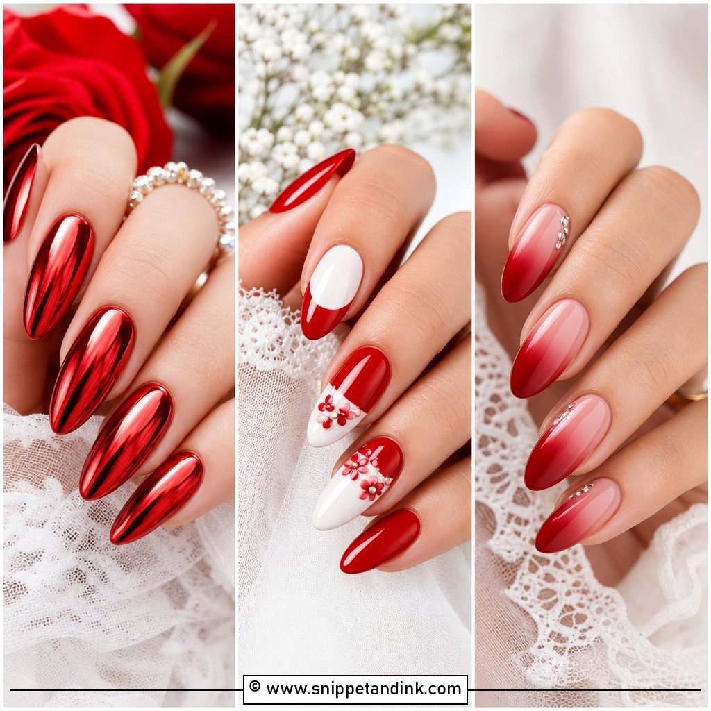20 Red Wedding Nails for Bride Looks With Bold Romance