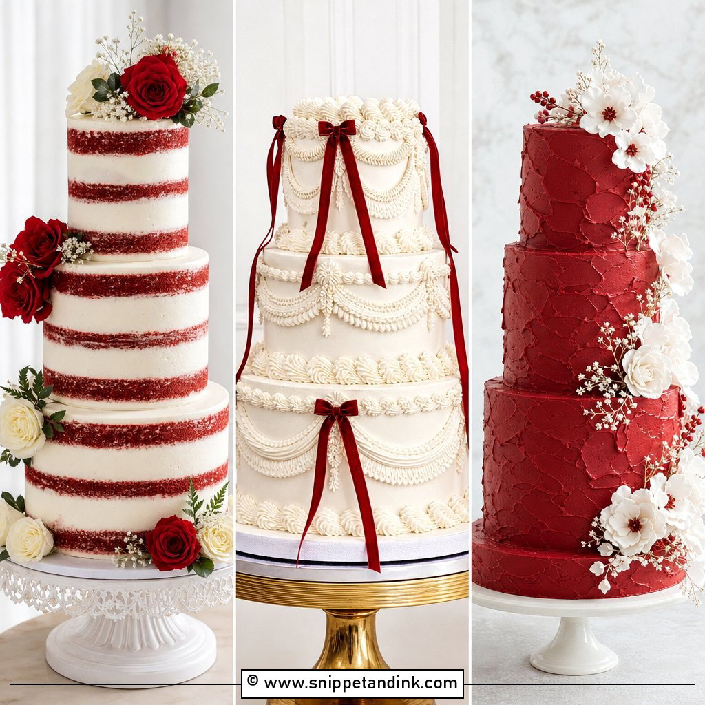 20 Red Well Wet Cake Ideas for Wedding Drama