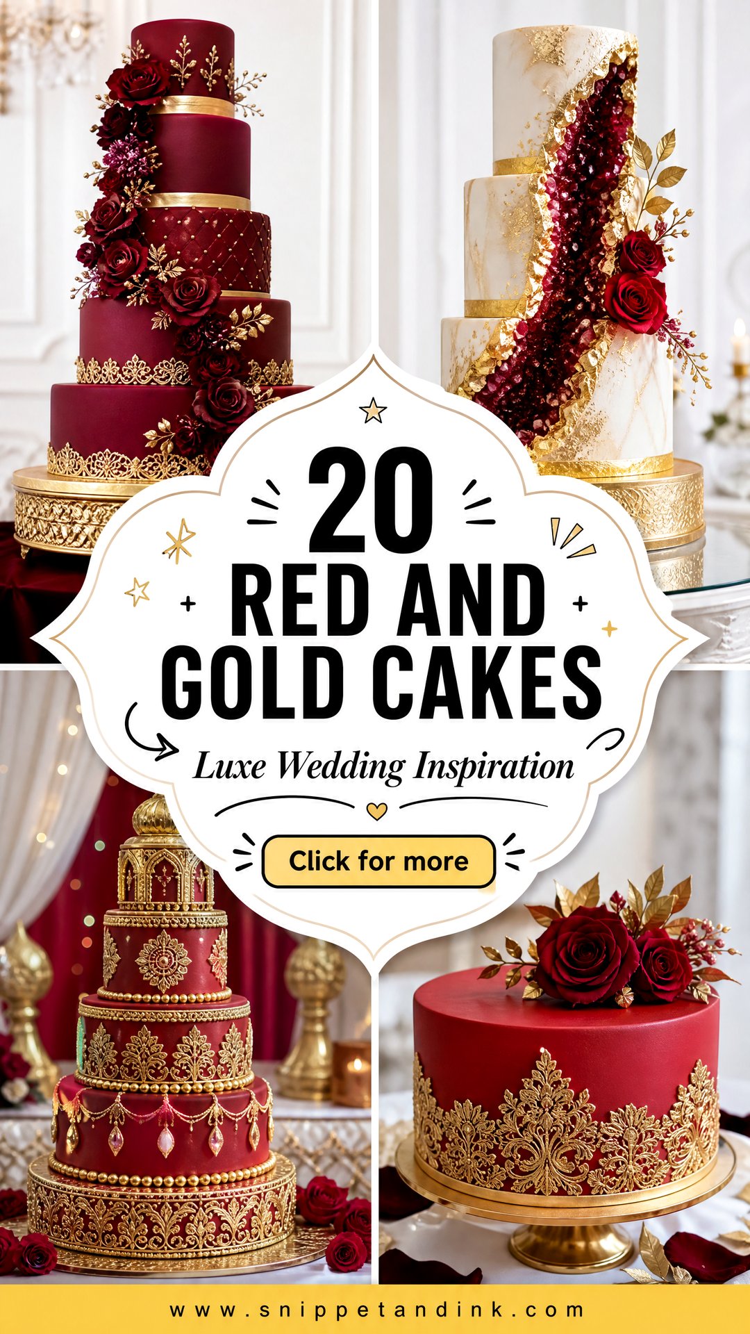 20 Red and Gold Cakes for Wedding Luxe Inspiration - 20 Red and Gold Cakes for Wedding Luxe Inspiration