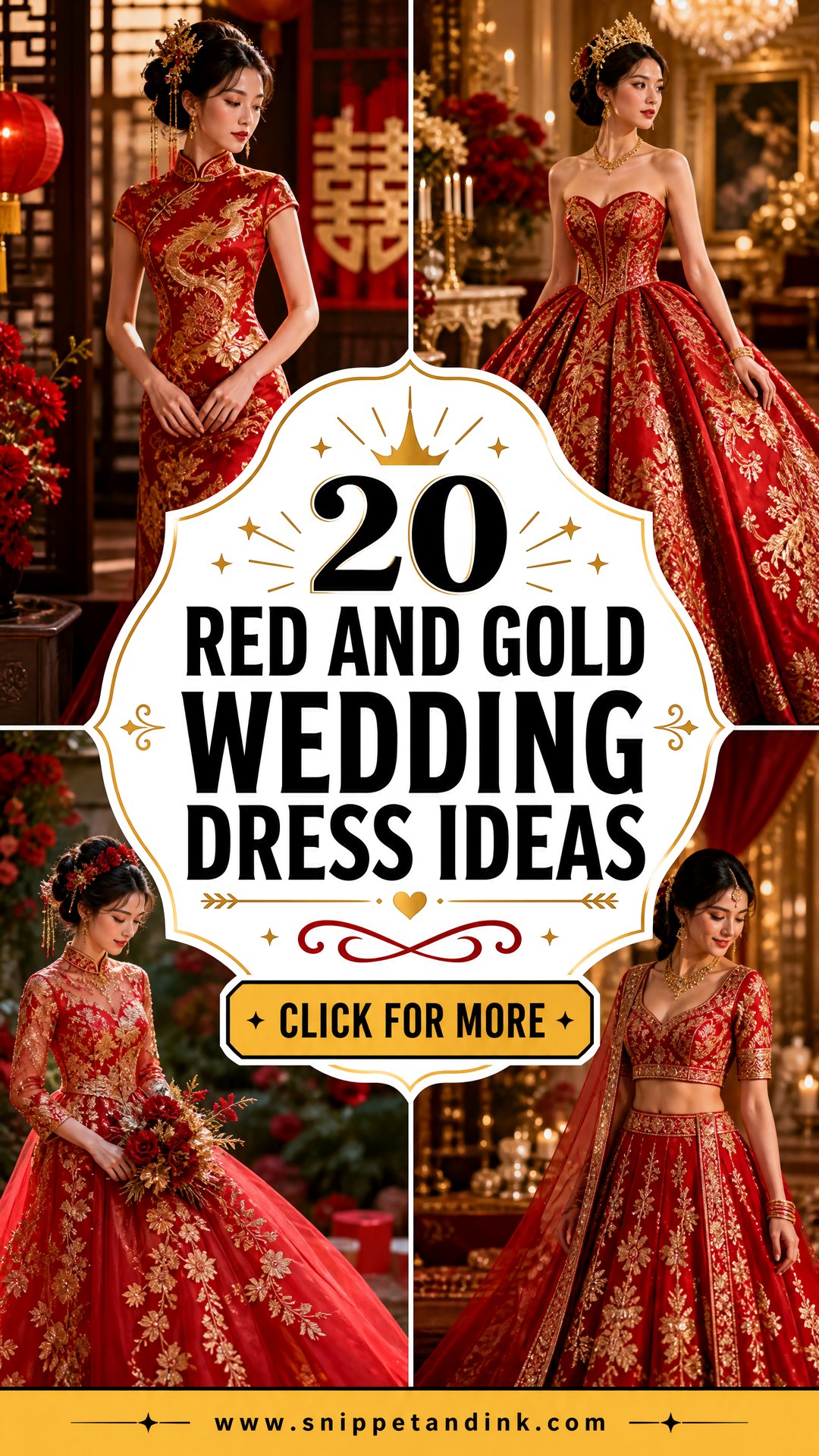 20 Red and Gold Wedding Dress Ideas for Modern Regal Brides - 20 Red and Gold Wedding Dress Ideas for Modern Regal Brides