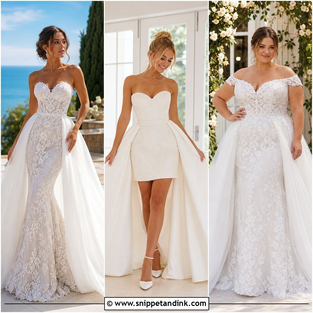 20 Removable Skirt Wedding Dress Ideas for Two Chic Bridal Looks