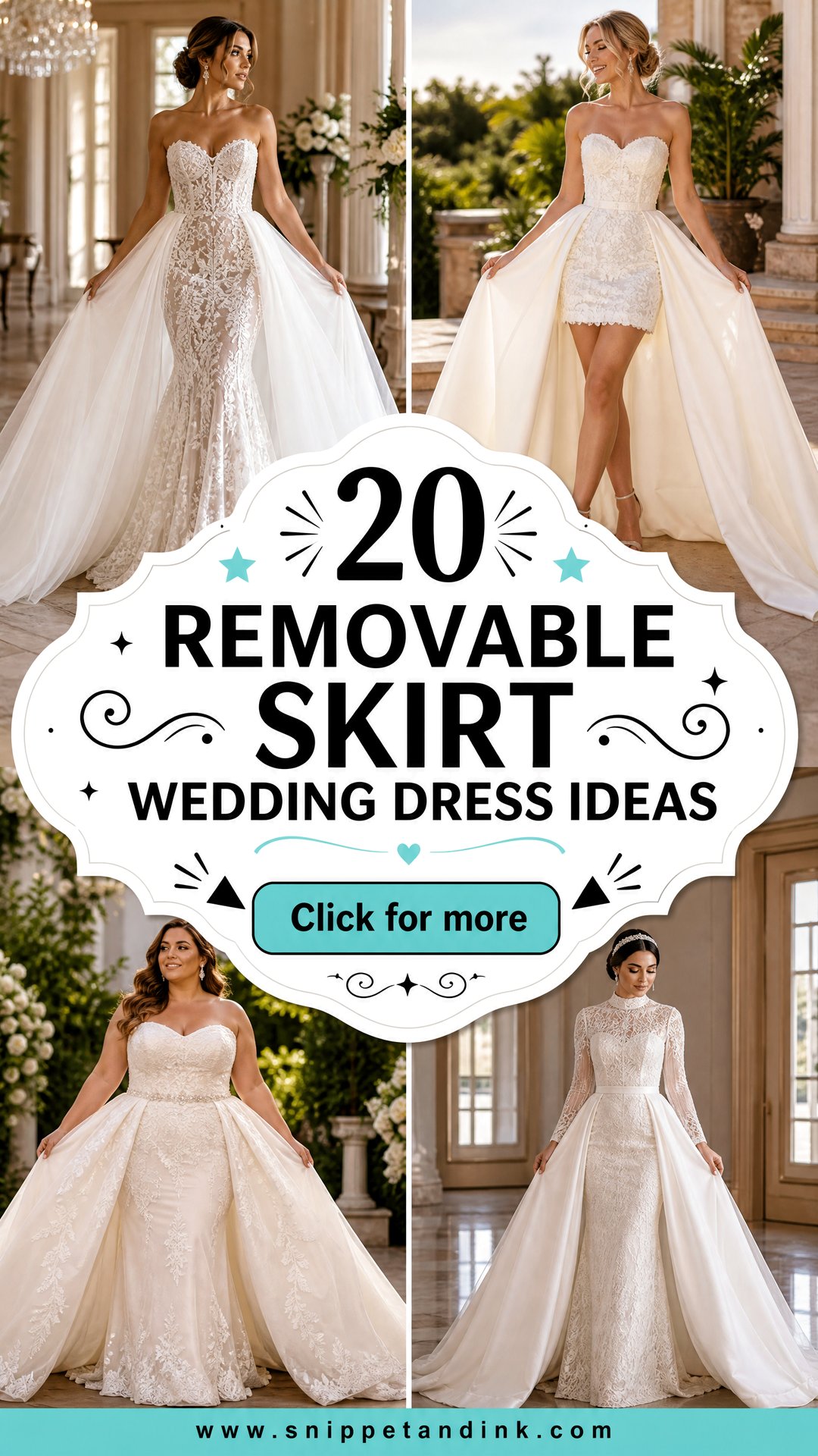 20 Removable Skirt Wedding Dress Ideas for Two Chic Bridal Looks - 20 Removable Skirt Wedding Dress Ideas for Two Chic Bridal Looks
