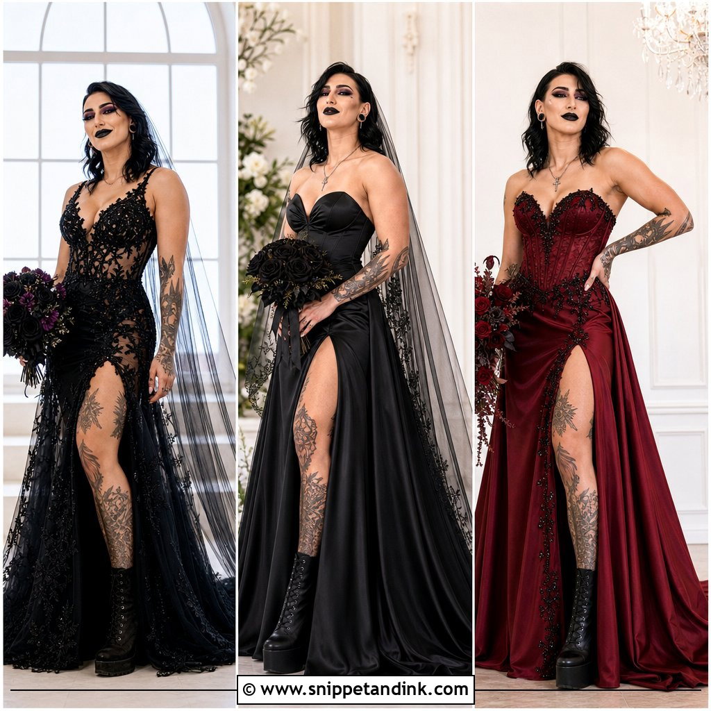 20 Rhea Ripley Wedding Dress Ideas for Bold Gothic Brides