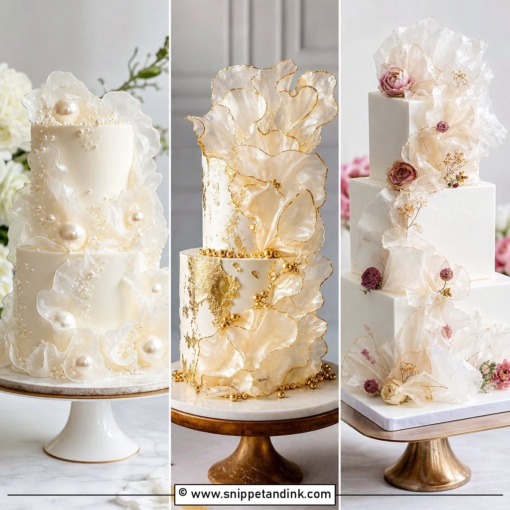 20 Rice Paper Decorated Cakes for Wedding Airy Chic Ideas