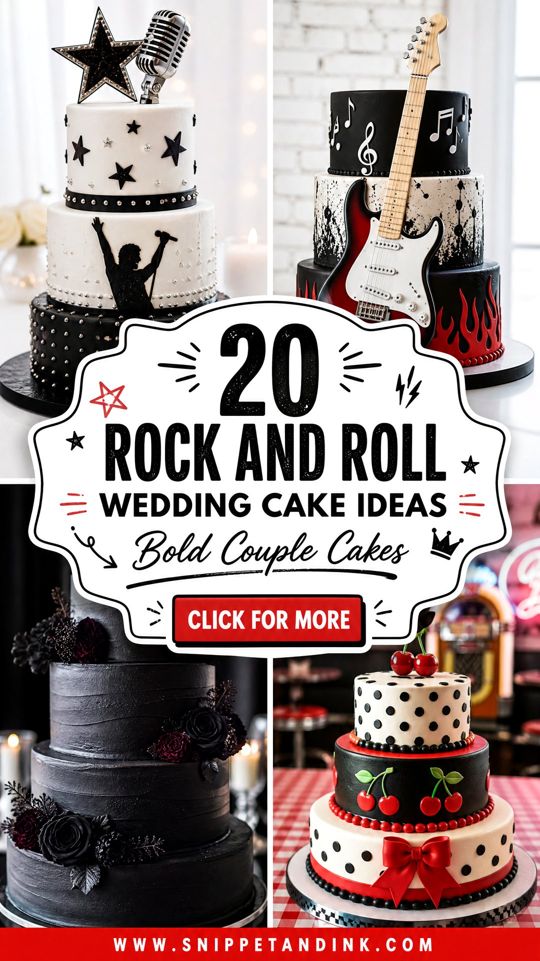 20 Rock and Roll Wedding Cake Ideas for Bold Couples to Love - 20 Rock and Roll Wedding Cake Ideas for Bold Couples to Love