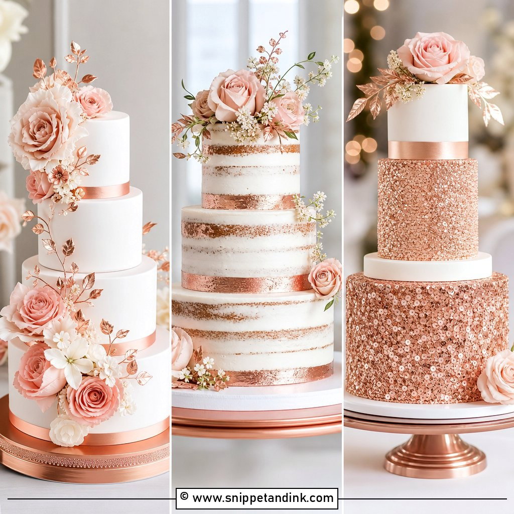 20 Rose Gold Cakes for Wedding Elegant Designs to Love
