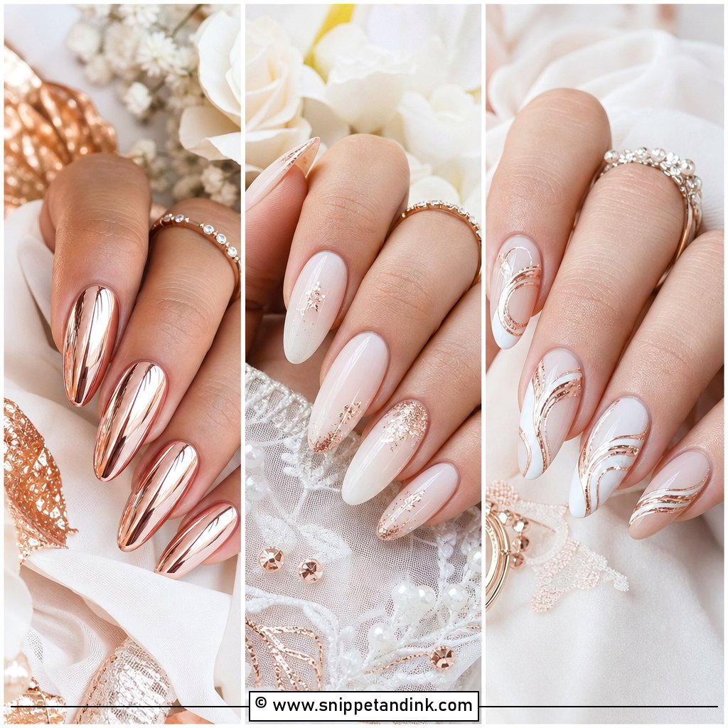 20 Rose Gold Wedding Nails Chic Ideas for Modern Brides