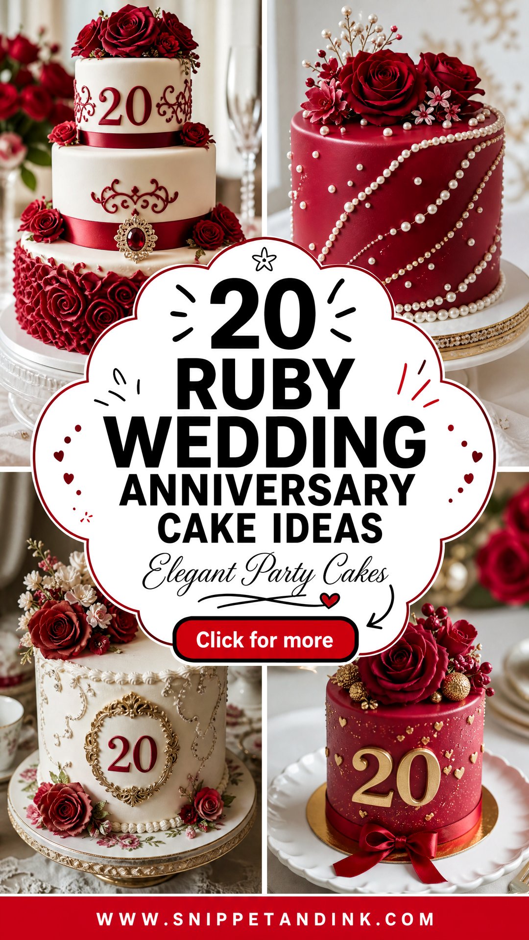 20 Ruby Wedding Anniversary Cake Ideas for Elegant Parties - 20 Ruby Wedding Anniversary Cake Ideas for Elegant Parties