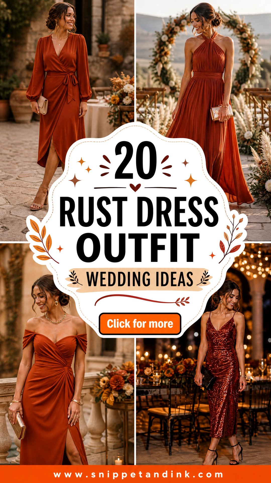20 Rust Dress Outfit Wedding Ideas for Chic Autumn Guests - 20 Rust Dress Outfit Wedding Ideas for Chic Autumn Guests