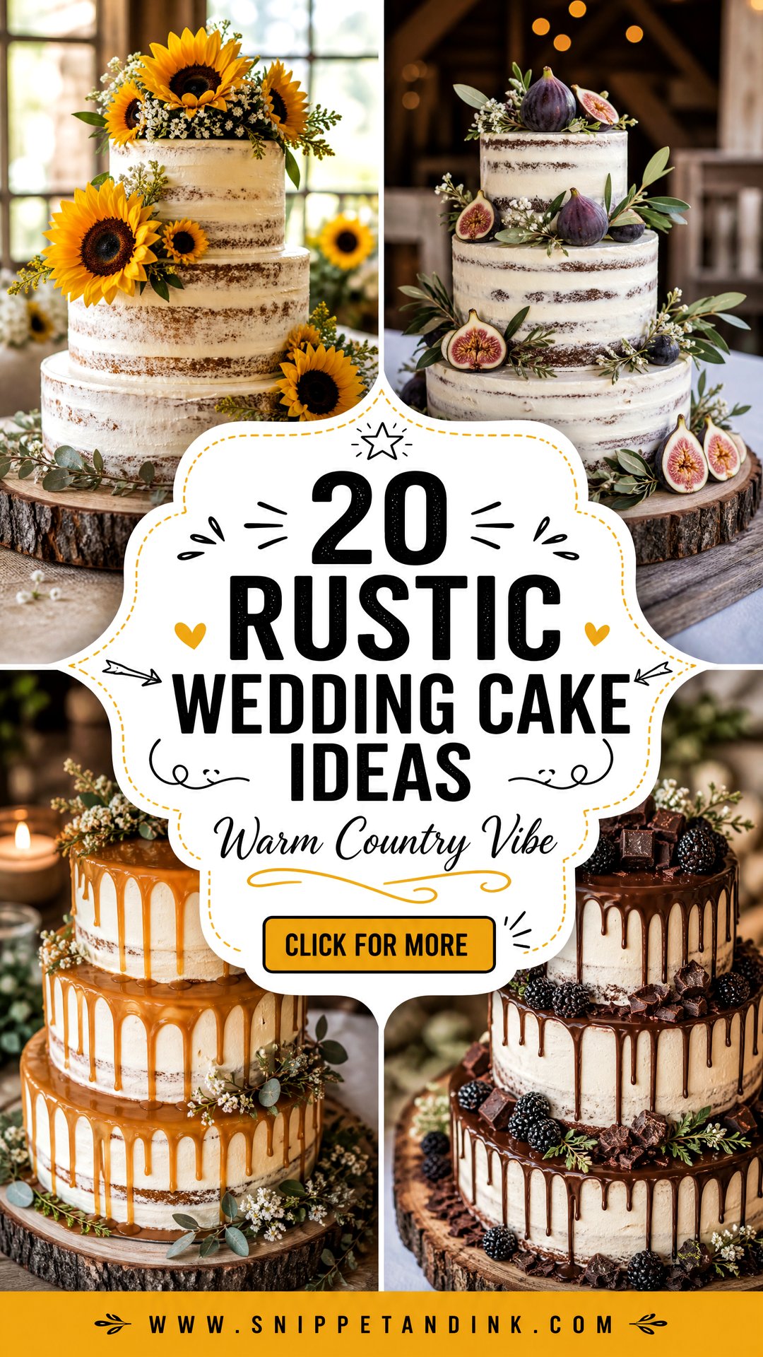 20 Rustic Wedding Cake Ideas for a Warm Country Vibe Today - 20 Rustic Wedding Cake Ideas for a Warm Country Vibe Today