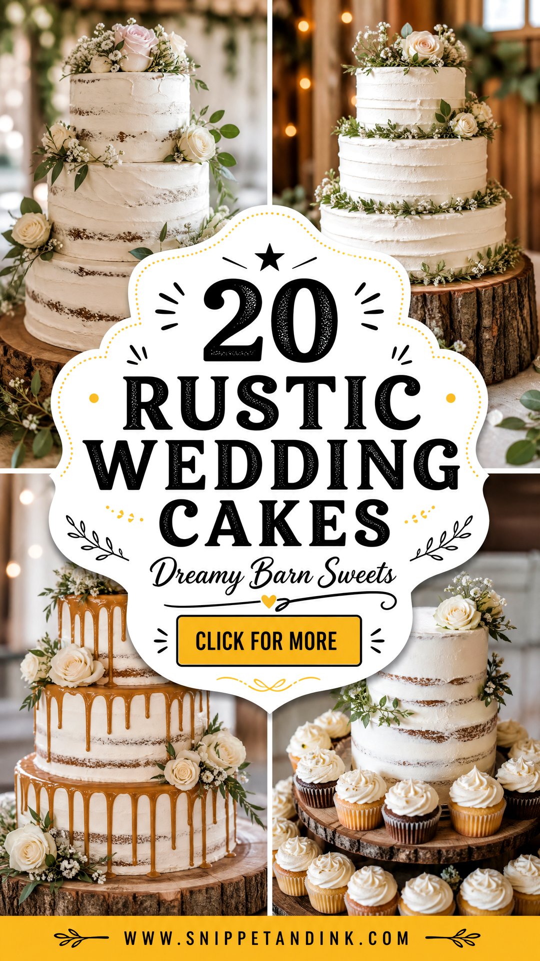 20 Rustic Wedding Cakes for Dreamy Barn Celebrations - 20 Rustic Wedding Cakes for Dreamy Barn Celebrations