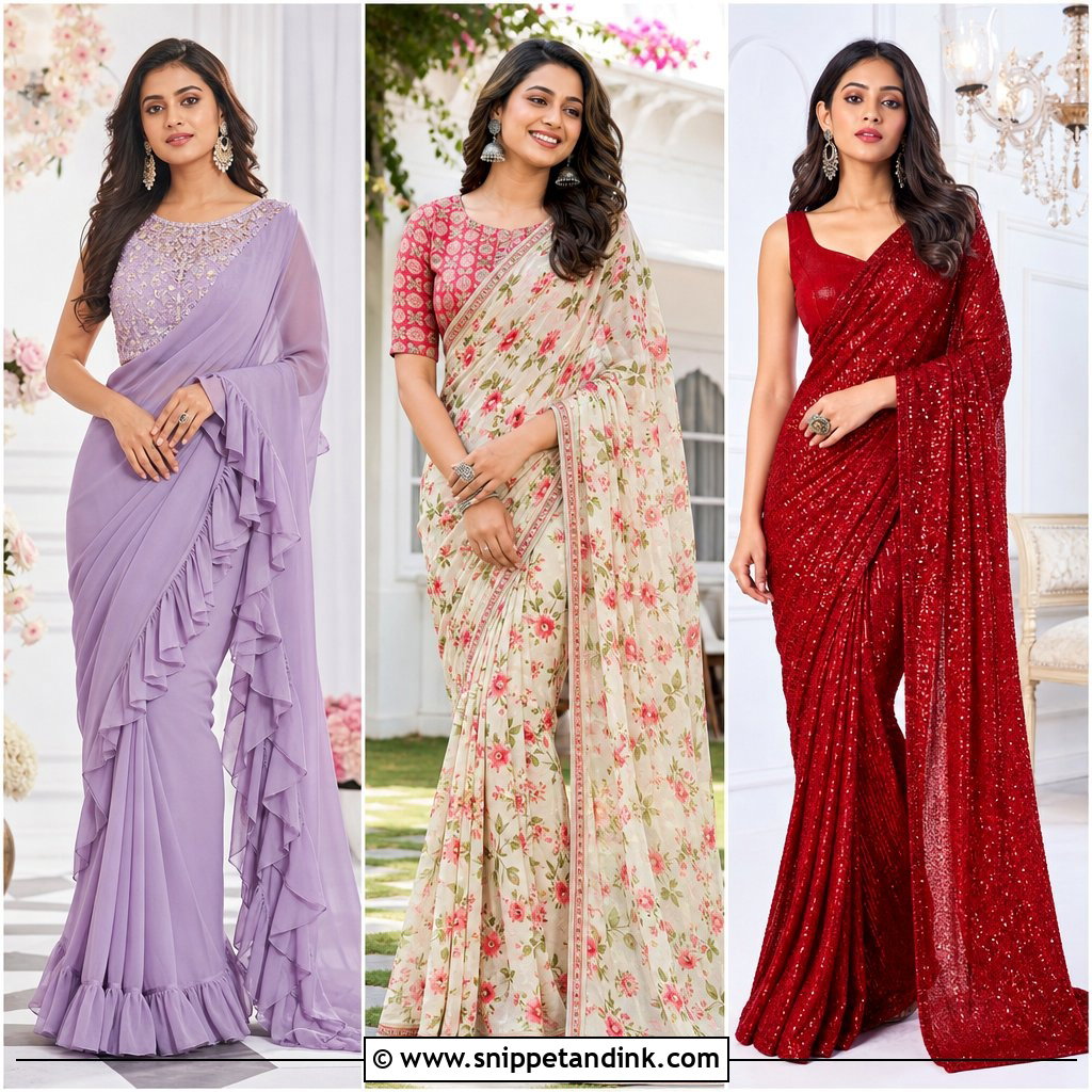 20 Sadi Dress Ideas for Elegant Wedding and Festive Looks