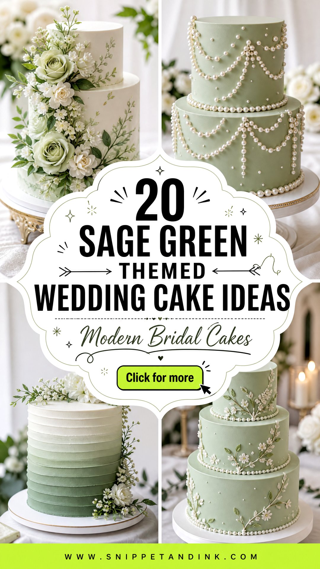 20 Sage Green Themed Wedding Cake Ideas for Modern Brides - 20 Sage Green Themed Wedding Cake Ideas for Modern Brides