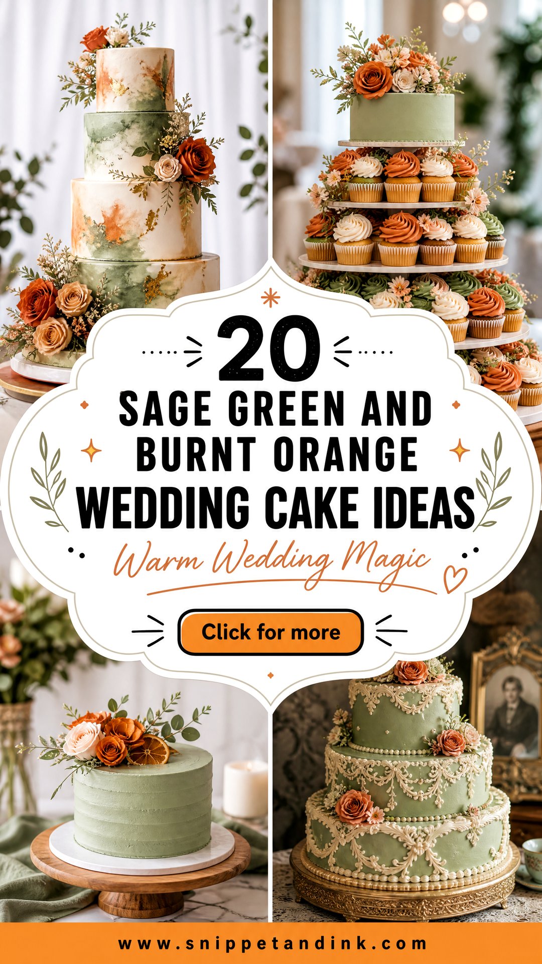 20 Sage Green and Burnt Orange Wedding Cake Ideas - 20 Sage Green and Burnt Orange Wedding Cake Ideas
