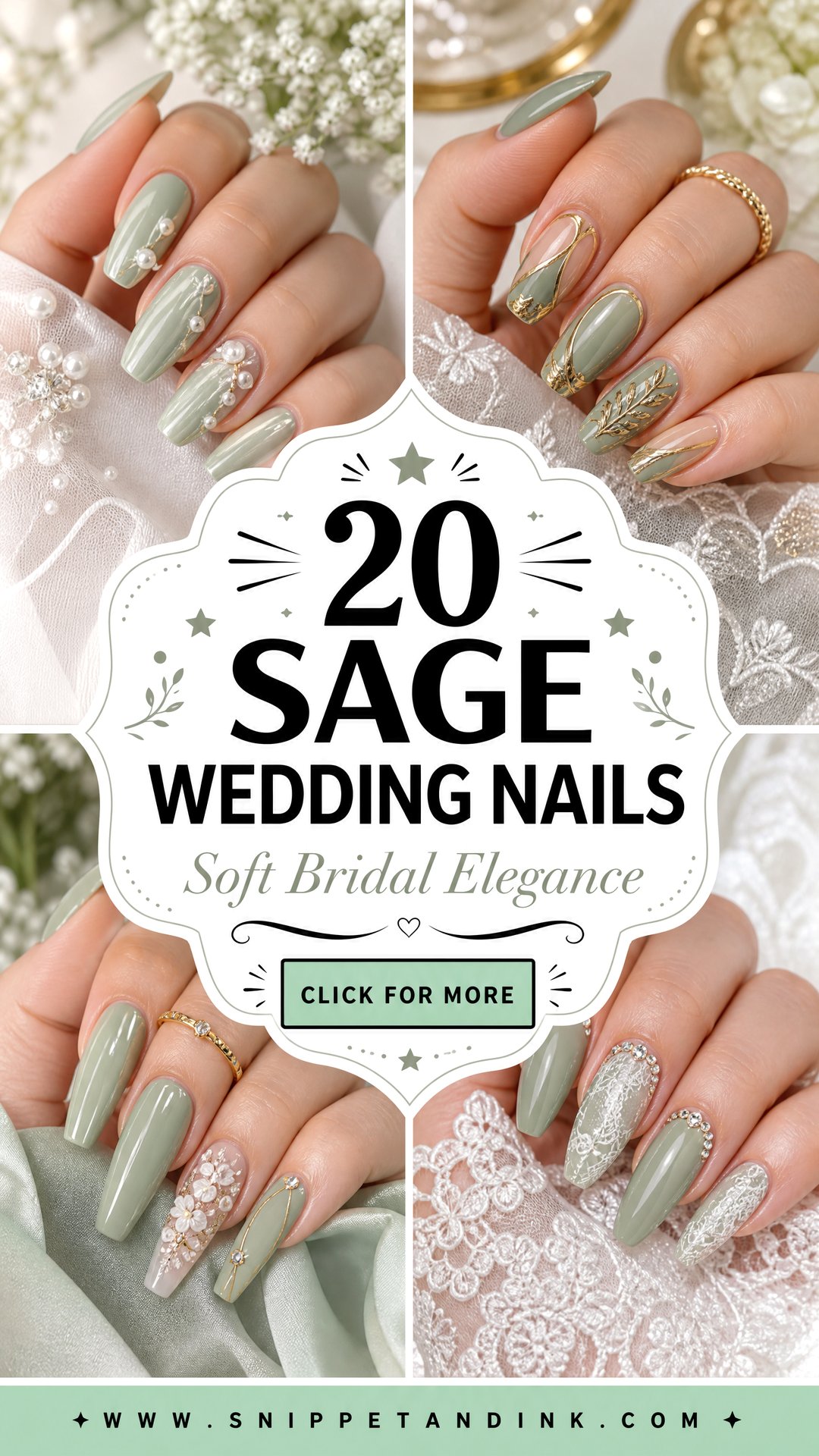 20 Sage Wedding Nails for Soft Romantic Bridal Style - 20 Sage Wedding Nails for Soft, Romantic Bridal Style