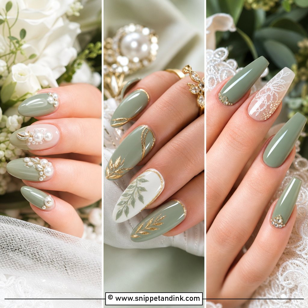 20 Sage Wedding Nails for Soft Romantic Bridal Style